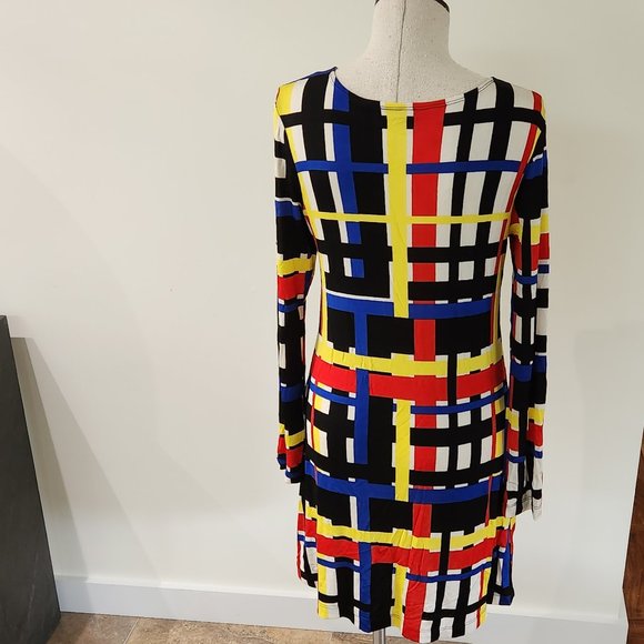 Calvin Tran pull over dress, 80s inspired bold print,simple lines - Picture 3 of 5